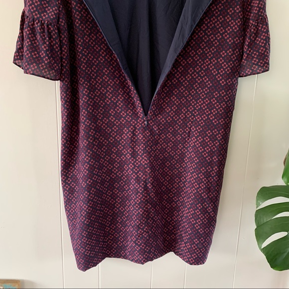 Madewell 100% Silk Painted Clover Dress Bell Sleeve Shift - Picture 14 of 14